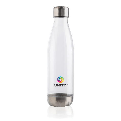 Auslaufsichere Trinkflasche mit Stainless-Steel-Deckel transparent bedrucken, Art.-Nr. P436.750