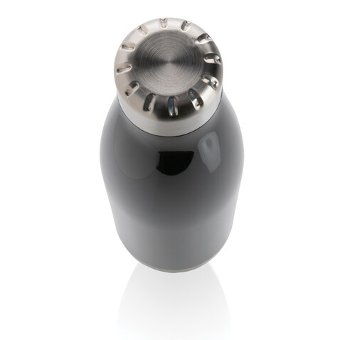 Auslaufsichere Trinkflasche mit Stainless-Steel-Deckel schwarz bedrucken, Art.-Nr. P436.751