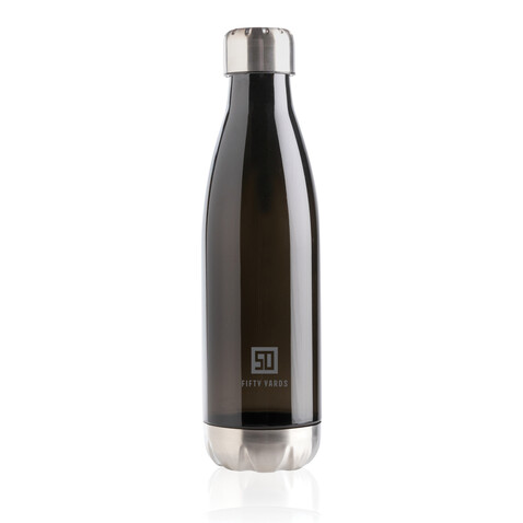 Auslaufsichere Trinkflasche mit Stainless-Steel-Deckel schwarz bedrucken, Art.-Nr. P436.751