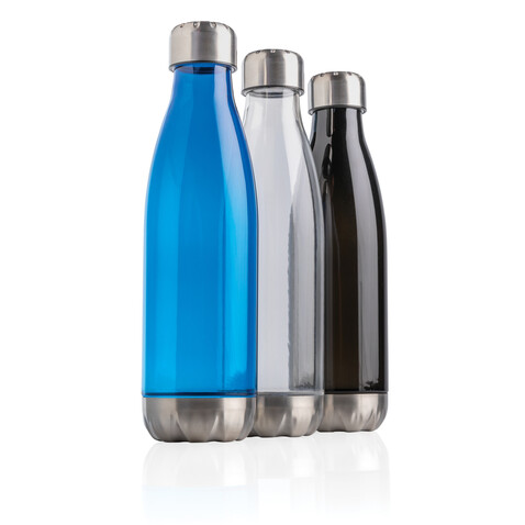 Auslaufsichere Trinkflasche mit Stainless-Steel-Deckel schwarz bedrucken, Art.-Nr. P436.751