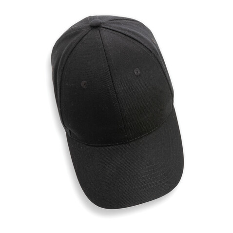 Impact 6 Panel Kappe aus 280gr rCotton mit AWARE™ Tracer schwarz bedrucken, Art.-Nr. P453.301