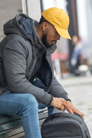Impact 6 Panel Kappe aus 280gr rCotton mit AWARE™ Tracer gelb bedrucken, Art.-Nr. P453.306