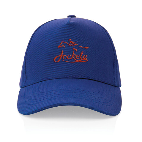 Impact 5 Panel Kappe aus 280gr rCotton mit AWARE™ Tracer blau bedrucken, Art.-Nr. P453.315