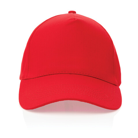 Impact 5 Panel Kappe aus 190gr rCotton mit AWARE™ Tracer rot bedrucken, Art.-Nr. P453.334