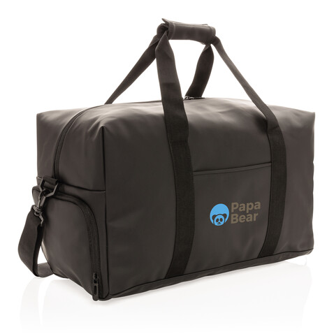 Schicke PU Wochenendtasche schwarz bedrucken, Art.-Nr. P707.061