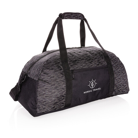 AWARE™ reflektierende RPET Wochenendtasche schwarz bedrucken, Art.-Nr. P707.081