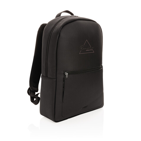 Swiss Peak Deluxe PU Laptop-Rucksack, PVC-frei schwarz bedrucken, Art.-Nr. P762.561