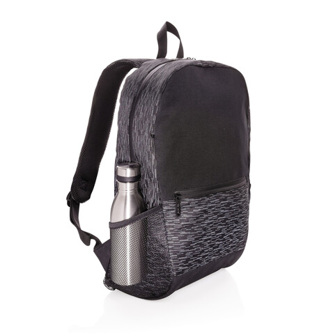 Reflektierender RPET Laptop-Rucksack mit AWARE™ Tracer schwarz bedrucken, Art.-Nr. P762.601