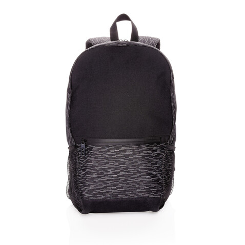 Reflektierender RPET Laptop-Rucksack mit AWARE™ Tracer schwarz bedrucken, Art.-Nr. P762.601
