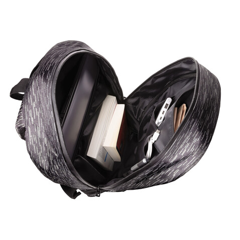 Reflektierender RPET Laptop-Rucksack mit AWARE™ Tracer schwarz bedrucken, Art.-Nr. P762.601
