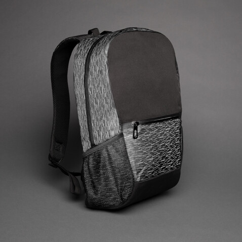 Reflektierender RPET Laptop-Rucksack mit AWARE™ Tracer schwarz bedrucken, Art.-Nr. P762.601