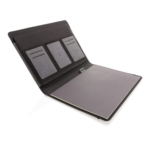 A4 Portfolio aus PU grau bedrucken, Art.-Nr. P774.192