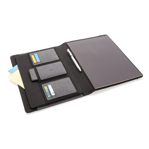 A4 Portfolio aus PU grau bedrucken, Art.-Nr. P774.192