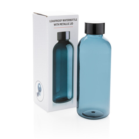 Auslaufsichere Trinkflasche mit Metalldeckel blau bedrucken, Art.-Nr. P433.445