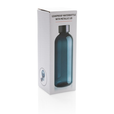 Auslaufsichere Trinkflasche mit Metalldeckel blau bedrucken, Art.-Nr. P433.445