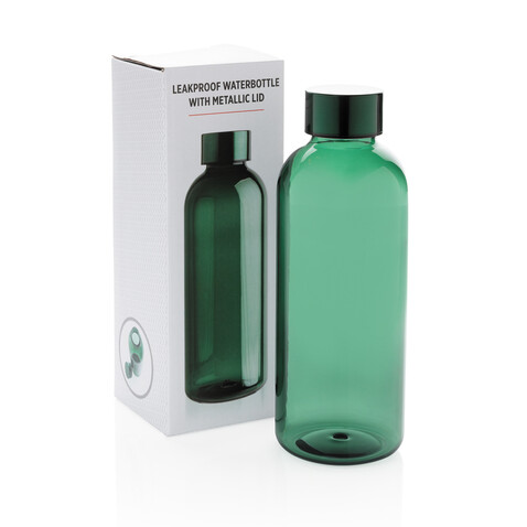 Auslaufsichere Trinkflasche mit Metalldeckel grün bedrucken, Art.-Nr. P433.447