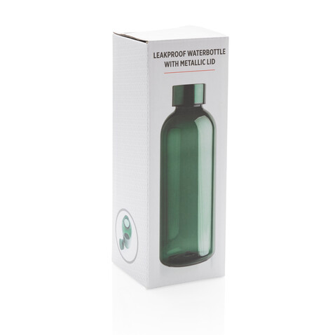 Auslaufsichere Trinkflasche mit Metalldeckel grün bedrucken, Art.-Nr. P433.447