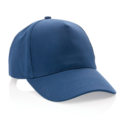 Impact 5 Panel Kappe aus 280gr rCotton mit AWARE™ Tracer navy blau bedrucken, Art.-Nr. P453.319