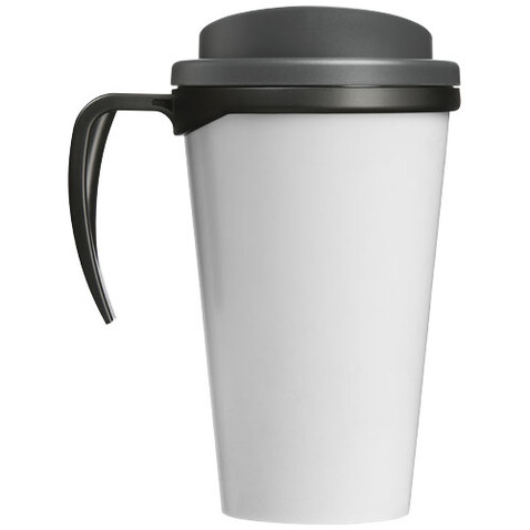 Brite-Ameriano® Grande 350 ml Isolierbecher, schwarz, grau bedrucken, Art.-Nr. 21000624