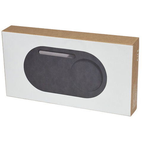 Klip kabelloser 5 W Schreibtisch Organizer mit Ladefunktion, schwarz bedrucken, Art.-Nr. 12414290