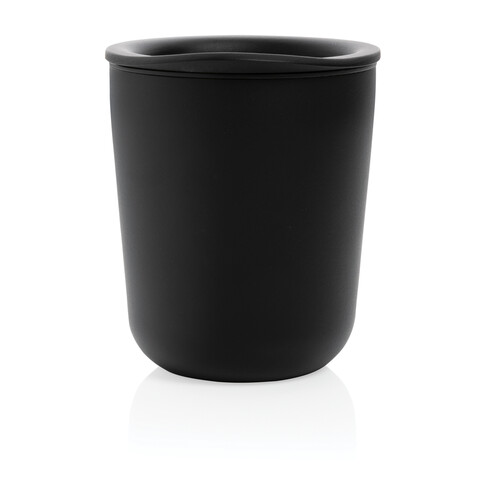 Antimikrobieller Kaffeebecher im klassischen Design schwarz bedrucken, Art.-Nr. P432.091