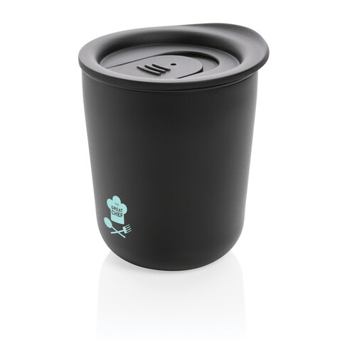 Antimikrobieller Kaffeebecher im klassischen Design schwarz bedrucken, Art.-Nr. P432.091