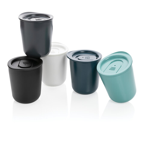 Antimikrobieller Kaffeebecher im klassischen Design schwarz bedrucken, Art.-Nr. P432.091
