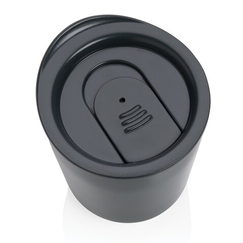 Antimikrobieller Kaffeebecher im klassischen Design grau bedrucken, Art.-Nr. P432.092