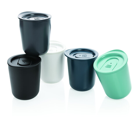 Antimikrobieller Kaffeebecher im klassischen Design grau bedrucken, Art.-Nr. P432.092