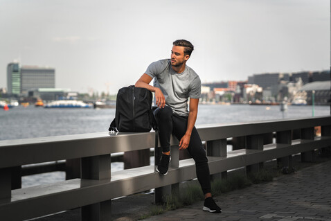 Flex Gym Bag schwarz, navy blau bedrucken, Art.-Nr. P705.801