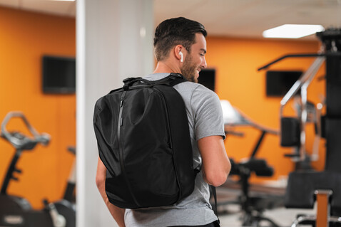 Flex Gym Bag schwarz, navy blau bedrucken, Art.-Nr. P705.801