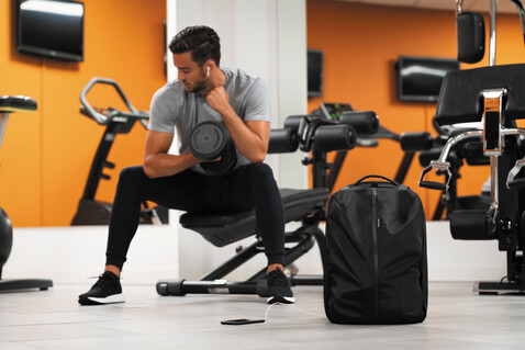 Flex Gym Bag schwarz, navy blau bedrucken, Art.-Nr. P705.801