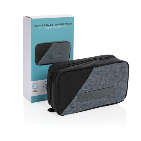 Tragbare UV-C-Sterilisationstasche mit integriertem Akku grau bedrucken, Art.-Nr. P820.222