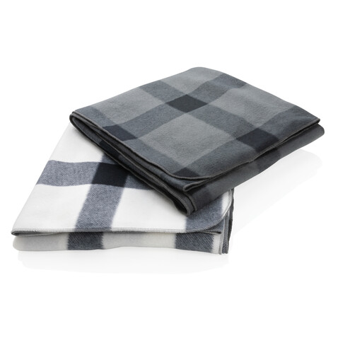 Weiche karierte Fleece-Decke weiß bedrucken, Art.-Nr. P459.053