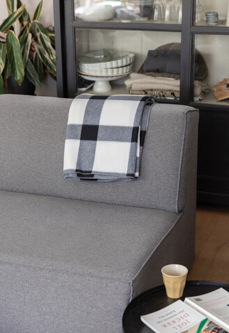 Weiche karierte Fleece-Decke weiß bedrucken, Art.-Nr. P459.053