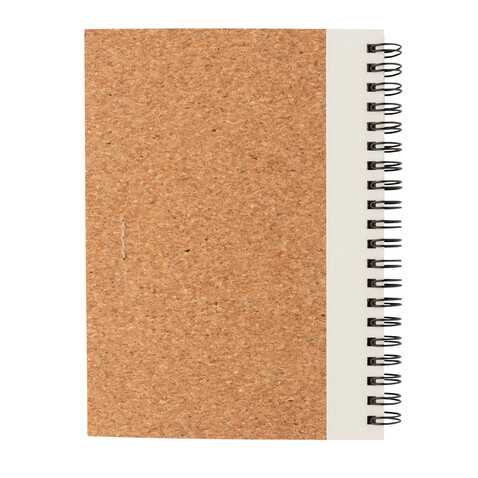 Kork Spiral-Notizbuch mit Stift weiß bedrucken, Art.-Nr. P774.273 Kork Spiral-Notizbuch mit Stift weiß bedrucken, Art.-Nr. P774.273