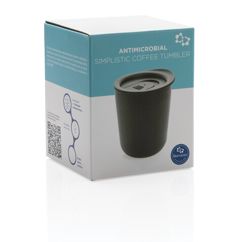Antimikrobieller Kaffeebecher im klassischen Design schwarz bedrucken, Art.-Nr. P432.091