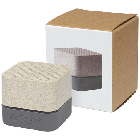 Aira Bluetooth®-Lautsprecher aus Weizenstroh, beige bedrucken, Art.-Nr. 12413902