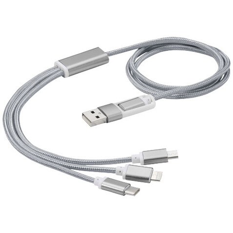 Versatile 5-in-1-Ladekabel, silber bedrucken, Art.-Nr. 12418081