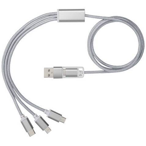 Versatile 5-in-1-Ladekabel, silber bedrucken, Art.-Nr. 12418081
