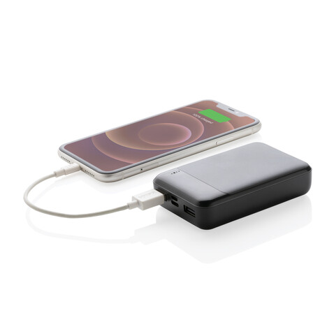 10.000 mAh Powerbank aus RCS Standard recyceltem Kunststoff schwarz bedrucken, Art.-Nr. P322.661