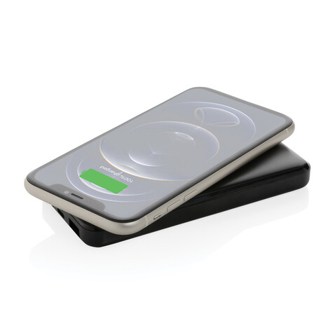 Wireless Powerbank aus RCS Standard recyceltem Kunststoff schwarz bedrucken, Art.-Nr. P322.671