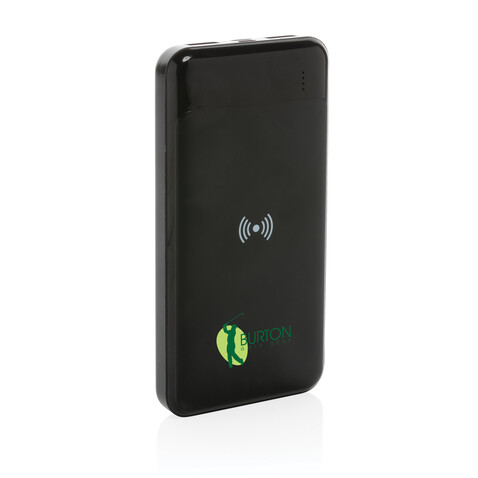 Wireless Powerbank aus RCS Standard recyceltem Kunststoff schwarz bedrucken, Art.-Nr. P322.671