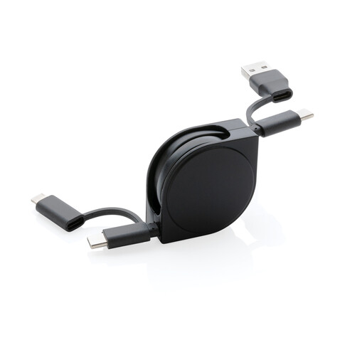 6-in-1 Kabel aus TPE und RCS Standard recyceltem Kunststoff schwarz bedrucken, Art.-Nr. P302.661