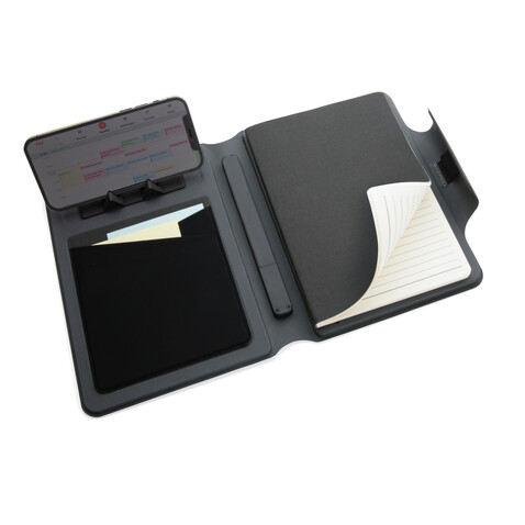 Artic magnetisches 10W Wireless Charging Notizbuch schwarz bedrucken, Art.-Nr. P774.312