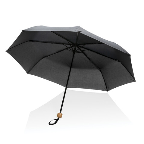 20.5&quot; Impact AWARE™ RPET 190T Pongee Bambus Mini-Schirm schwarz bedrucken, Art.-Nr. P850.571