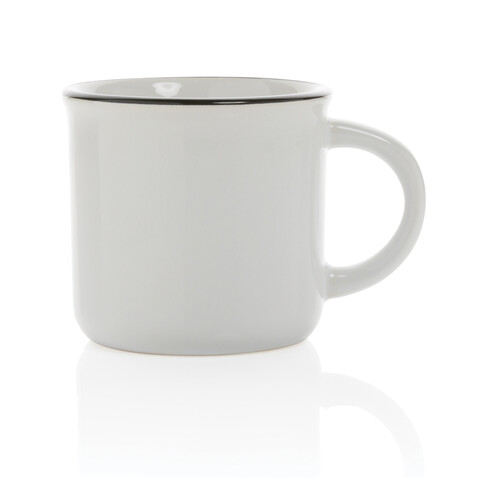 Vintage Keramiktasse, 280ml weiß, weiß bedrucken, Art.-Nr. P434.033