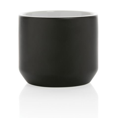 Moderne Keramiktasse, 350ml schwarz, weiß bedrucken, Art.-Nr. P434.041