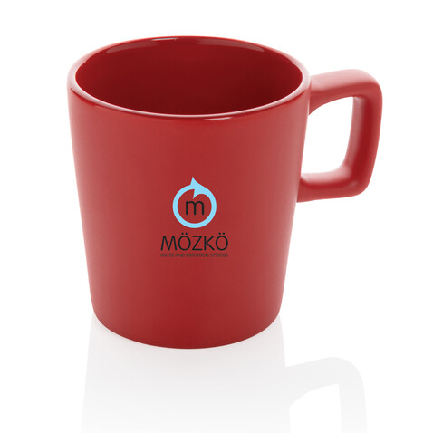 Moderne Keramik Kaffeetasse, 300ml rot bedrucken, Art.-Nr. P434.054