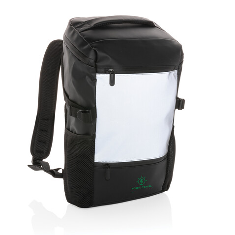 PU-Easy-Access High-Visibility 15.6&quot; Laptop-Rucksack schwarz bedrucken, Art.-Nr. P762.721